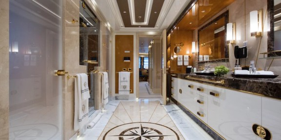 QUEEN MIRI Luxury Charter Super Yacht Neorion 92M Custom Master Bathroom