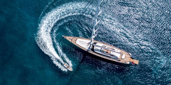 RED DRAGON Luxury Sailing Charter Alloys Yacht 51M Aerial Tender Cruissing