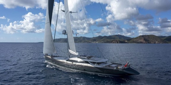 RED DRAGON Luxury Sailing Charter Alloys Yacht 51M Aerial View Cruissing