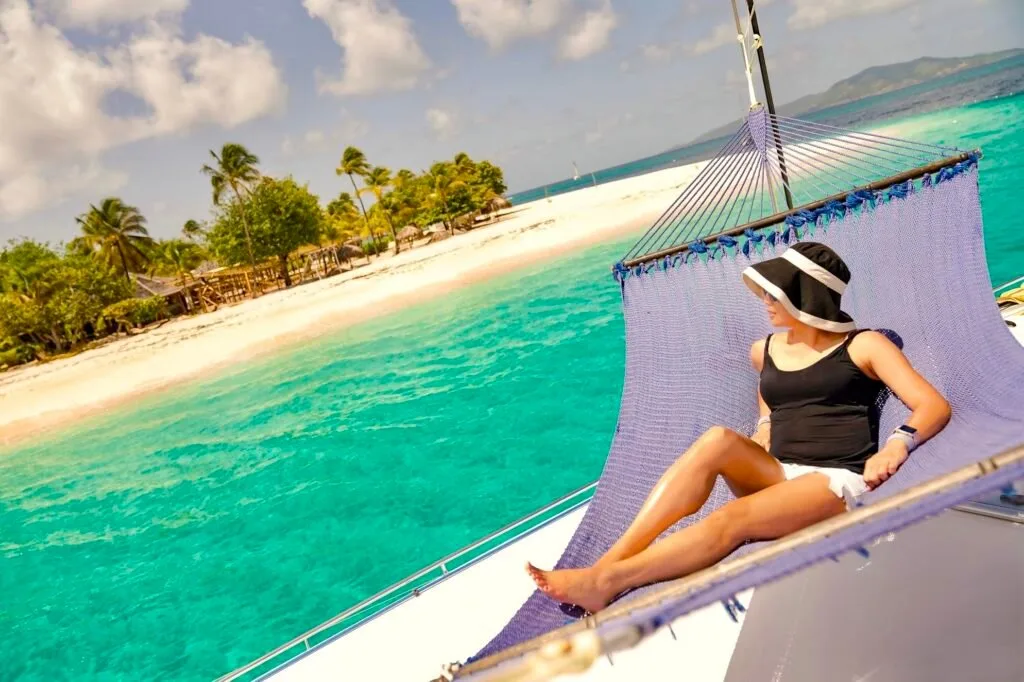 Chilling on catamaran TRANQUILITY