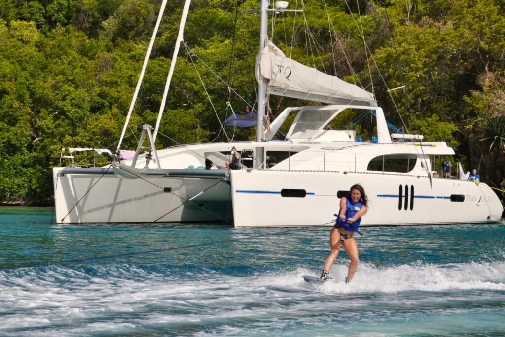 Girl wakeboarding in BVI