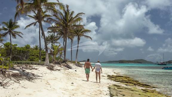 Strolling the beach in the Grenadines
