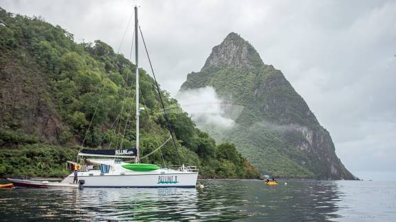 Belline 2 anchored off the Pitons, St. Lucia