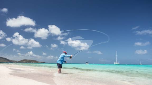 Flycasting from the beach