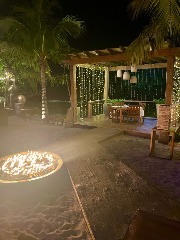 Fire for smores at CocoMaya beach restaurant on Virgin Gorda, BVI
