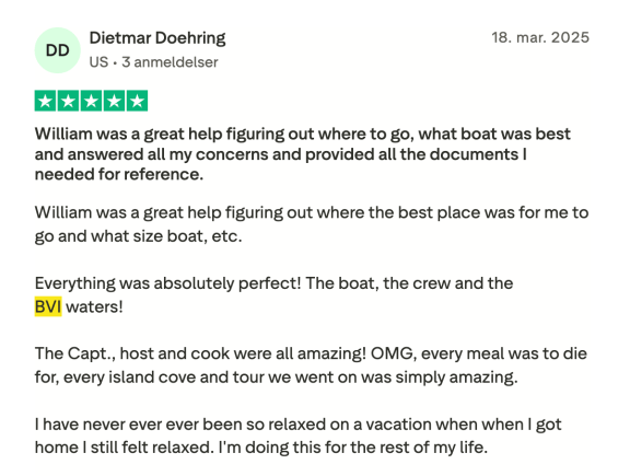 Trustpilot review - William was a great help figuring out where to go