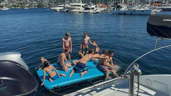 Fun frolicking off the stern