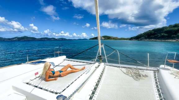 Lounging on the foredeck and tramps