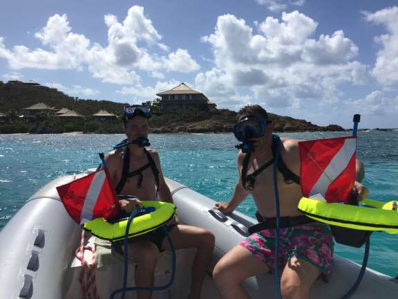 Guest using E water scooter