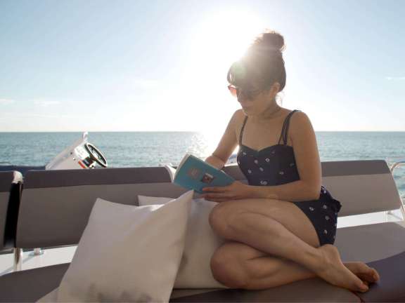 Lounging on the flybridge