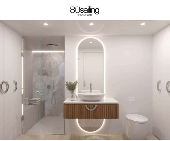 Primary Head | Waterfall Shower, Full-Size Toliet, Spacious Storage