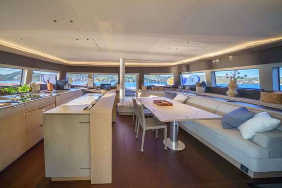 Galley and dining area